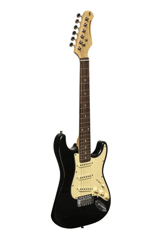 Stagg Chitarra Elettrica 3/4 Tipo Strato Style 6 Corde Nera Offerta Limitata